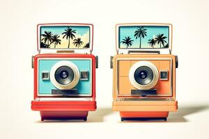 zwei Jahrgang Polaroid Frames im anders Formate isoliert Grafik Design Elemente foto