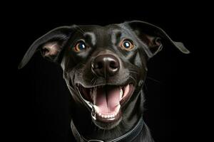 süß Hund auf schwarz Hintergrund, ai generiert foto