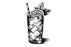 alkoholisch Cocktail graviert isoliert trinken Vektor Illustration. schwarz und Weiß skizzieren Komposition foto