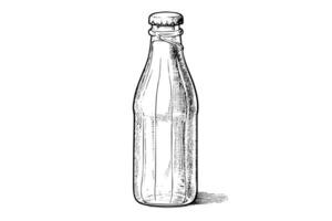 Glas Flasche von Limonade. Tinte skizzieren von Cola Hand gezeichnet Jahrgang Vektor Illustration foto