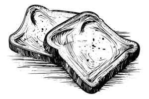 Toast Scheiben skizzieren. Brot Gravur im Hand gezeichnet Stil Vektor Illustration. foto