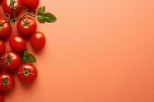 Tomaten auf dunkel Hintergrund, oben Sicht. ai generiert foto