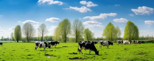 Kühe im Sommer- Grün Wiese foto