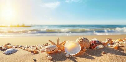 Meer Muscheln und Felsen auf das Strand foto