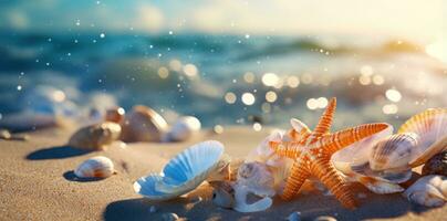 Meer Muscheln und Felsen auf das Strand foto