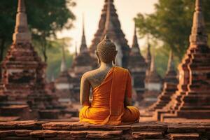 das spirituell Traditionen von Ayutthaya Thailand rustikal ai generiert foto