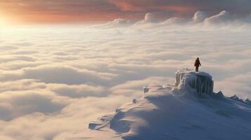 Mensch Aufpassen spektakulär Aussicht von Nebel, Antenne Aussicht Weiß Wolken im Himmel. Antenne oben Aussicht Wolke Landschaft, generativ ai Illustration foto