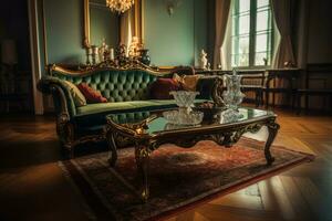 Luxus Zimmer Antiquität. generieren ai foto
