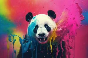 bunt Farbe Panda. generieren ai foto