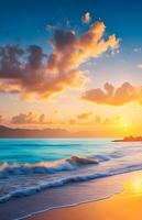 schön Strand Landschaft beim Sonnenuntergang. ai generiert foto