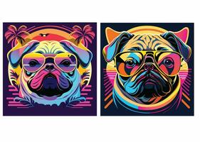 T-Shirt Design ein Mops tragen Sonnenbrille. foto