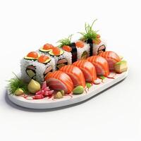 ai generativ hoch Qualität 3d Stil Design von Sushi foto