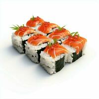 hoch Qualität von 3d Stil Design von Futomaki Sushi mit Weiß Hintergrund foto