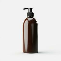 braun Reinigung Shampoo Flasche auf Weiß Hintergrund, generativ ai. foto