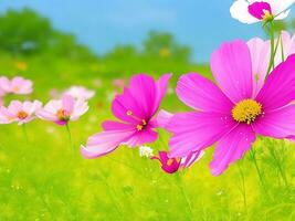 wild Blumen von Kleeblatt und Schmetterling im ein Wiese im Natur im das Strahlen von Sonnenlicht im Sommer- im das Frühling Nahansicht von ein Makro. ai generiert foto