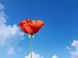 Mohn gegen Blau Himmel, ai generiert foto