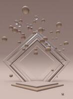 3d Beige geometrisch minimal Komposition mit Glas dreieckig pod foto