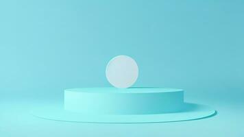 Licht Blau Hintergrund Podium, 3d machen, abstrakt minimal Szene mit geometrisch Formen ai generiert foto