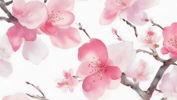 Aquarell Kirsche blühen Sakura auf Weiß Hintergrund ai generiert foto