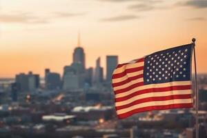 Denkmal Tag mit amerikanisch Flagge. generativ ai foto