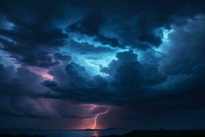 stürmisch Himmel Hintergrund, Gewitter Hintergrund, Gewitter Hintergrund, regnerisch Himmel, Sturm Wolken, ai generativ foto