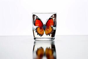 Schmetterling und Wasser Glas generativ ai foto