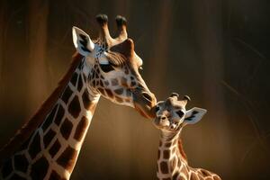 Mama und Baby Giraffe Gesicht foto