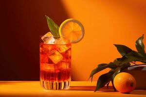 Sommer- Zitrusfrüchte kalt Alkohol trinken Aperol Spritz. foto