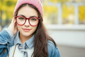 Hipster Schüler Frau tragen Brillen Brille foto