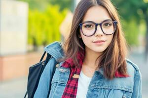 Hipster Schüler Frau tragen Brillen Brille foto