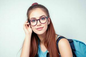 Hipster Schüler Frau tragen Brillen Brille foto