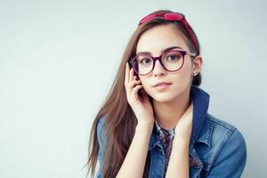 Hipster Schüler Frau tragen Brillen Brille foto