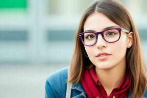 Hipster Schüler Frau tragen Brillen Brille foto