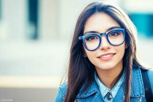 Hipster Schüler Frau tragen Brillen Brille. Profi Foto