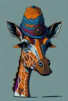 ein detailliert Illustration von ein Giraffe zum ein T-Shirt Design, Hintergrund, und Mode foto