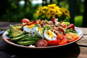 das cobb Salat ist ein amerikanisch Garten Salat. generativ ai foto