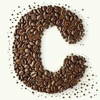Brief c gemacht von Kaffee Körner auf Weiss, erstellt mit generativ ai foto