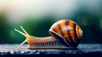 ein schleppend Schnecke Tempo im Natur ai generativ foto