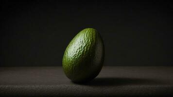 Avocado auf ein schwarz Hintergrund mit Kopieren Raum zum Text ai generiert foto