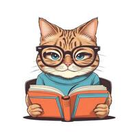 Katze mit Brille lesen ein Buch auf ein Weiß Hintergrund foto