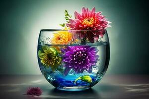 Blume Vase Glas Pflanze. generieren ai foto