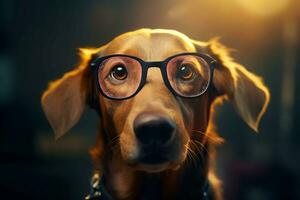 klug Hund Brille. generieren ai foto
