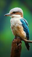 blauflügelig Kookaburra Vogel thront auf ein Ast. foto