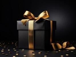 Weihnachten schwarz Geschenk Box mit Gold Band foto