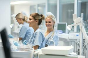 Frauen Zahnärzte Arbeiten im ein Büro foto