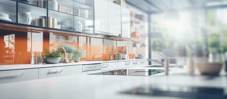 verschwommen modern Küche Innere Bild wie Hintergrund foto