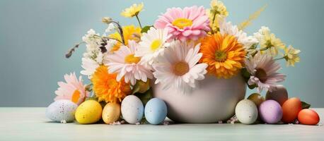 ein Ei geschmückt Ostern Blume Anordnung foto