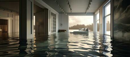 das Haus überflutet im Inneren foto