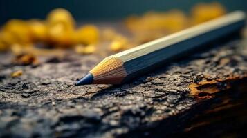 kreativ und minimalistisch Bleistift Design auf Felsen ai generativ foto