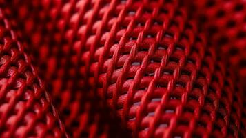 abstrakt Hintergrund von rot Synthetik Ballaststoff ein Makro Schuss von ein bunt und texturiert Stoff mit ein wiederholen weben ai generativ foto